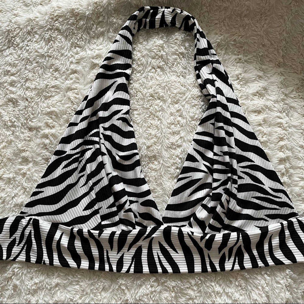 Zebra halter wrap top